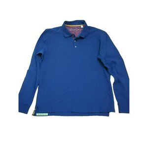 Robert Graham Dark Blue Men's Henley Polo Pull Over Casual Long Sleeve Shirt